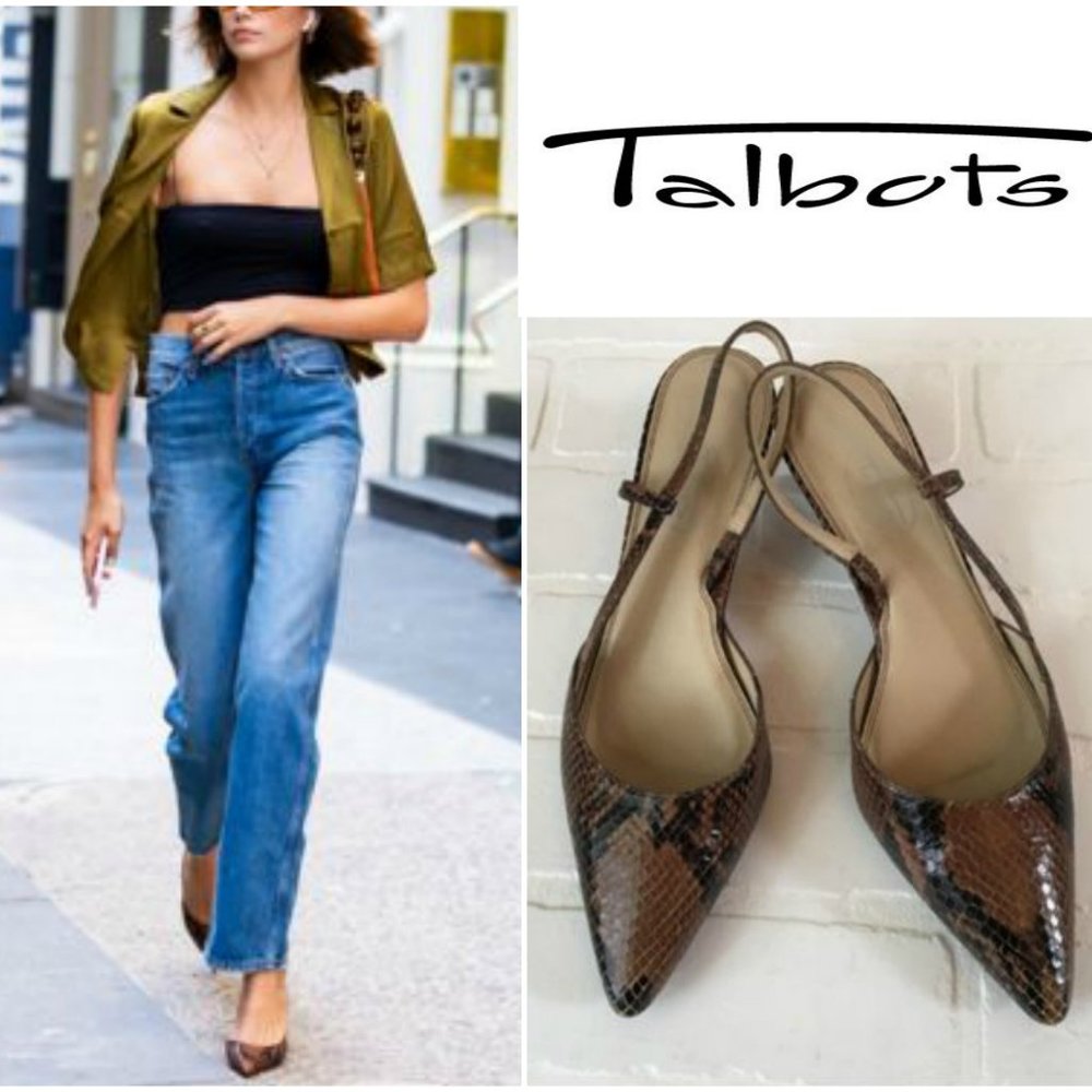 Talbots Faux Snakeskin Slingback Kitten Heel 8